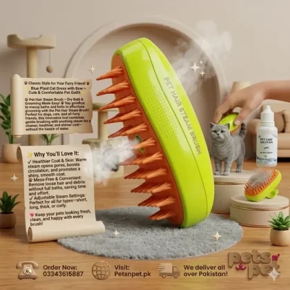 🐾 Pet Hair Steam Brush – Dry Bath & Grooming Made Easy! 🐾 Say goodbye to messy baths and hello to effortless grooming with the Pet Hair Steam Brush! Perfect for dogs, cats, and all furry friends, this innovative tool combines gentle brushing with soothing steam for a cleaner, healthier, and shinier coat—without the hassle of water. ✨ Why You’ll Love It: Gentle Steam Grooming: Softens fur and loosens tangles, mats, and dirt for a stress-free experience. Healthier Coat & Skin: Warm steam opens pores, boosts circulation, and promotes a shiny, smooth coat. Mess-Free & Convenient: Remove loose hair and debris without full baths, saving time and effort. Adjustable Steam Settings: Perfect for all fur types—short, long, thick, or curly. 💖 Keep your pets looking fresh, clean, and happy with every brush! 📞 Order Now: 03343615887 🌐 Visit: Petsnpet.pk 🚚 We deliver all over Pakistan!