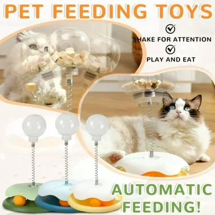 Cat Treat Dispenser Cat Toys, Cat Ball Track and Interactive Cat Feeder Toy, Leaking Food Ball, Spring-Loaded Leaking Food Toy for Indoor Cats