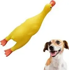 Pet Trust Squawking Duck Rubber Squeeze Cat and Dog Toys Yellow Large Duck Toy