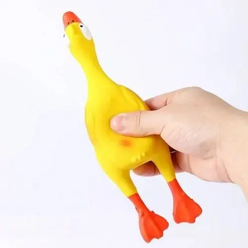 Pet Trust Squawking Duck Rubber Squeeze Cat and Dog Toys Yellow Large Duck Toy