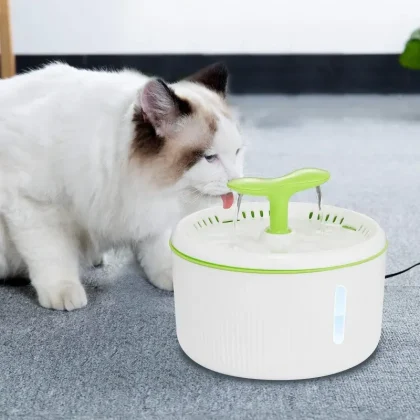 Cat Dog Fountain, 2L Silent Water Fountain for Cats with LED Water Level Window: