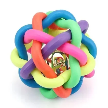 Keep your pets active and entertained with the Multi Color Teether Wire Knot Rubber Ball Toy with Bell—perfect for chewing, playing, and training cats and dogs while supporting dental health.