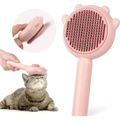 Easily groom your cat or dog with the Pet Button Brush. One push removes hair instantly—perfect for detangling, reducing shedding, and keeping coats healthy.