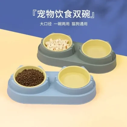Serve food and water mess-free with this non-slip, anti-overturn pet bowl. Medium-sized double design—perfect for cats and small to medium dogs.
