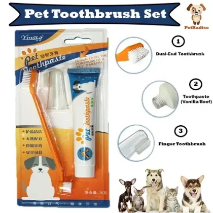 Chenba Tan Pet Cat Toothbrush and Toothpaste Set