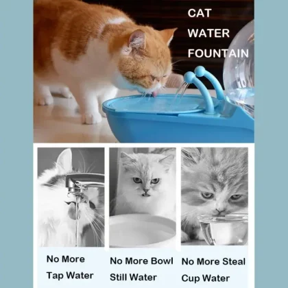 Cat Water Fountain, Triple Filtration System Cat Water Dispenser with LED Lights, Water Fountain for Multiple Pets (Cats & Dogs), Snail Shape...