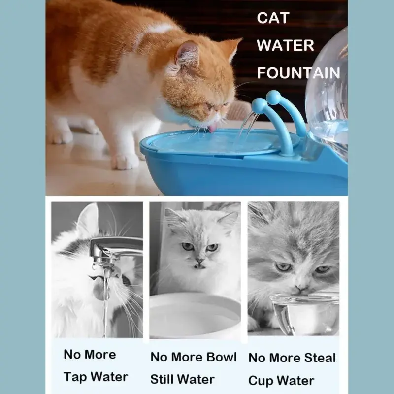 Cat Water Fountain, Triple Filtration System Cat Water Dispenser with LED Lights, Water Fountain for Multiple Pets (Cats & Dogs), Snail Shape...