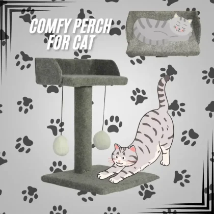 Durable Cat Scratching Post with Playing Seat – keeps cats active, protects furniture, and provides a cozy spot to lounge and play.