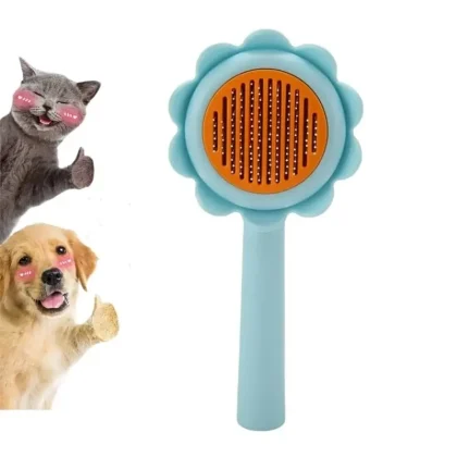 Buy Flower Push Button Stylish Brush for Pets Grooming — a gentle, easy-to-clean brush with a unique flower design. Removes loose hair, tangles, and dirt while massaging