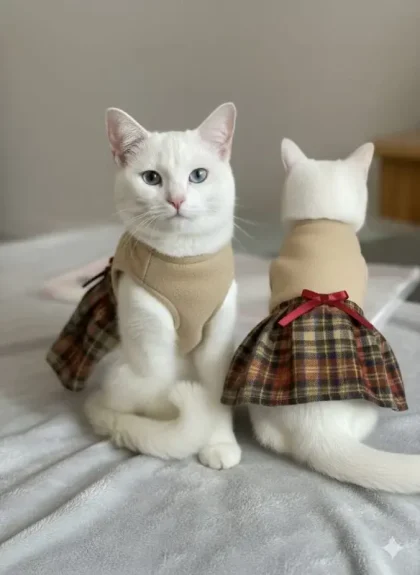 Shop the Classic Plaid Cat Dress with Red Bow at Pets n Pets Pakistan. Cozy fleece top with a stylish plaid skirt, perfect for winter comfort and fashion