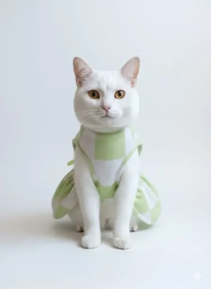 Give your furry friend an adorable and stylish look with this Green and White Checkered Cat Dress, designed for comfort and charm. Made from soft, breathable fabric, this dress keeps your cat cozy while ensuring easy movement. The elegant light-green and white checkered pattern adds a fresh and playful touch, perfect for all seasons. The highlight of the dress is the cute satin bow on the back, giving your cat a graceful, photo-ready look. Its sleeveless and lightweight design makes dressing and undressing easy without causing any discomfort. Whether it’s for a photoshoot, a special occasion, or everyday wear, your cat will look absolutely charming. Key Features: Soft, lightweight, and breathable fabric for all-day comfort Stylish green and white checkered design with a satin bow accent Easy to wear and remove – gentle on your cat’s fur and skin Perfect for parties, outings, or casual home wear Available in Small, Medium, and Large sizes to fit all cats Sizes: Small: Suitable for kittens or petite cats Medium: Ideal for average-sized adult cats Large: Perfect for larger breeds or fluffy cats Make your cat the center of attention with this cute and elegant Green & White Checkered Cat Dress, available now at Pets n Pets – where style meets comfort for your furry friend.