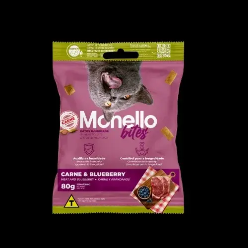 Buy Monello Bites Cat Treats – 80g at Pets n Pets Pakistan. Delicious, crunchy treats enriched with taurine, vitamins, and omega fatty acids for healthy skin, coat, and teeth.