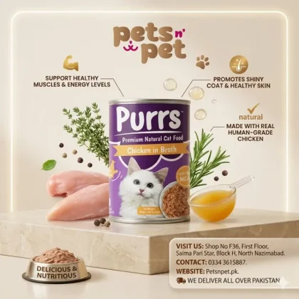 Purrs Wet Cat Food Chicken in Broth Premium Natural Catfood Human grade – 400 Gram