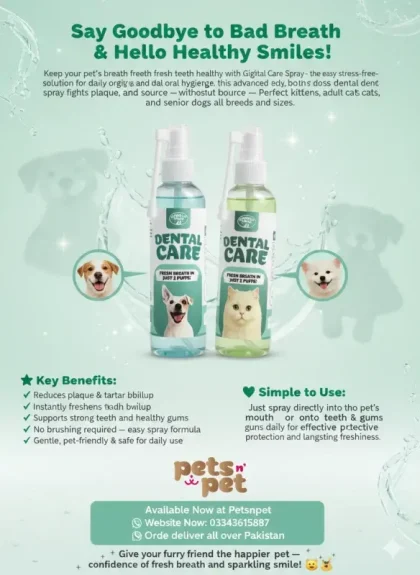 Buy Giggly Tails Dental Care Spray for Cats & Dogs in Pakistan at Pets n Pets. Reduces plaque, tartar & bad breath. Easy daily oral care spray for healthy teeth and gums.