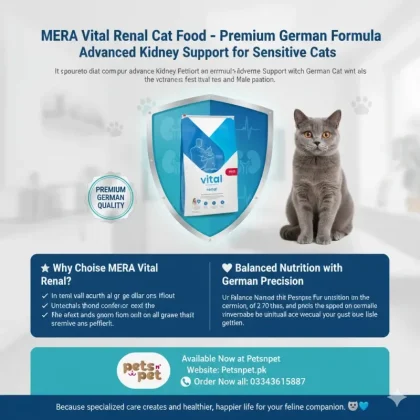 Buy MERA Vital Renal Cat Food Germany brand in Pakistan. Special renal formula with controlled protein and low phosphorus to support kidney health