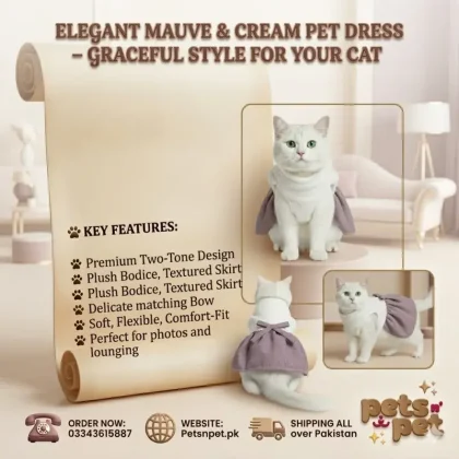 ✨ Elegant Mauve & Cream Pet Dress – Graceful Style for Your Cat ✨