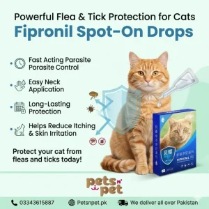 Fipronil Spot-On Drops for Cats – Effective Flea & Tick Treatment Easy Topical Parasite Protection