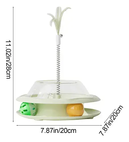 Interactive Cat Track Tower Toy with Spring Feather Teaser & Rolling Balls