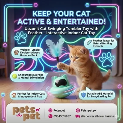 Uozonit Cat Swinging Tumbler Toy, Feather Toy for Indoor Cats