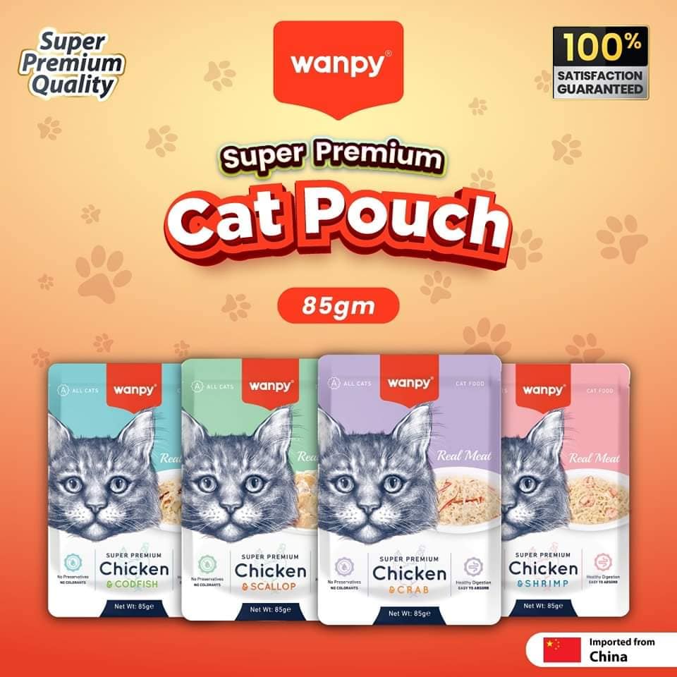 Wanpy Jelly Food Mix Flavors – Delicious & Nutritious for All Stages Cats Treat your cat to a gourmet experience with Wanpy Jelly Food Mix Flavors, specially crafted to satisfy even the pickiest eaters. This premium wet food offers a perfect blend of taste, texture, and nutrition to keep your cat healthy, active, and happy at every stage of life – from playful kittens to wise senior cats. Each pouch contains tender, juicy meat chunks and fresh seafood pieces gently cooked and packed in soft, savory jelly. The jelly not only locks in flavor but also keeps your cat hydrated, making it an excellent choice for cats that need extra moisture in their diet. The variety of mix flavors ensures your cat enjoys a new taste every day, preventing mealtime boredom and encouraging a healthy appetite. Wanpy uses high-quality, human-grade ingredients with no artificial colors, flavors, or preservatives. Every serving provides essential nutrients, including high protein for strong muscles, omega-3 and omega-6 fatty acids fo