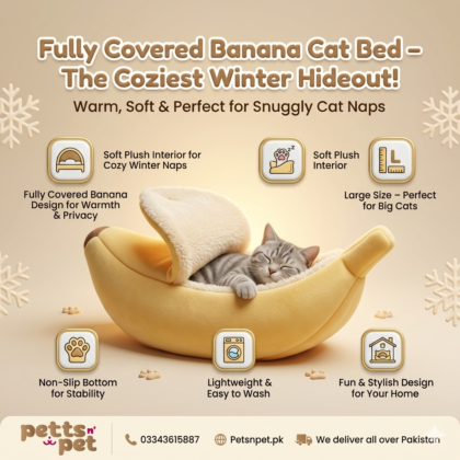 Fully Covered Banana Design Cat Bed Large size for cat Coozy winters