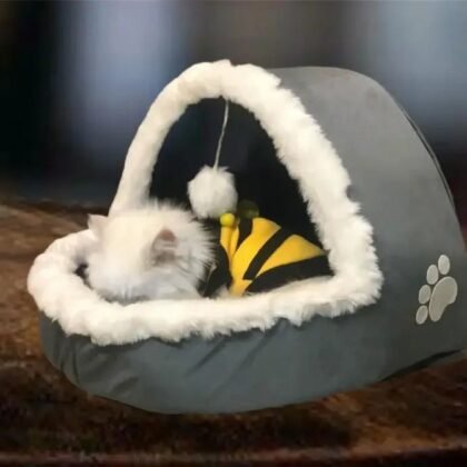 Igloo Shaped Cozy Cat House & Bed | Warm, Enclosed Plush Cat Cave