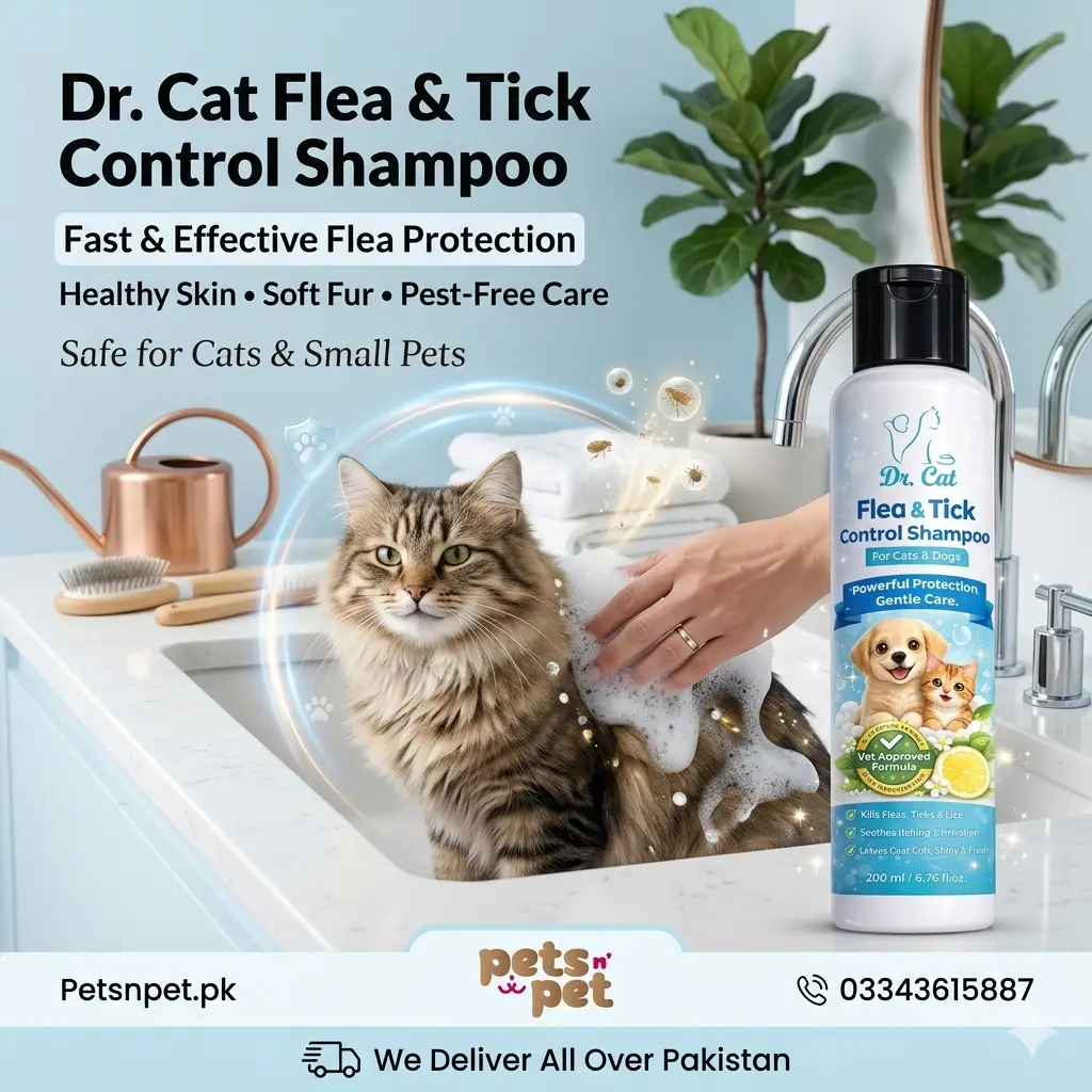 Dr. Cat Flea & Tick Control Shampoo 200ml – Effective Flea & Tick Protection for Cats & Small Pets