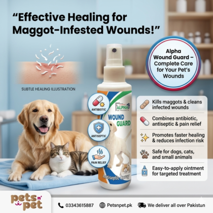Alpha Wound Guard: Antibiotic, antiseptic, pain relief for maggot treatment
