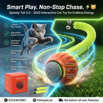 Bring next-level fun and excitement to your cat’s playtime with the Speedy Tail 3.0 Cat Toy Ball – the ultimate interactive toy for 2025! Designed