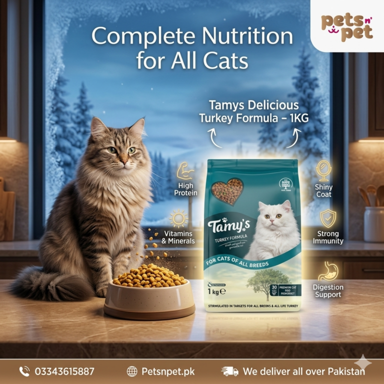 🐱 Tamys Delicious Cat Food 1KG Turkey Formula – Complete & Nutritious Meal for Cats of All Breeds & Life Stages