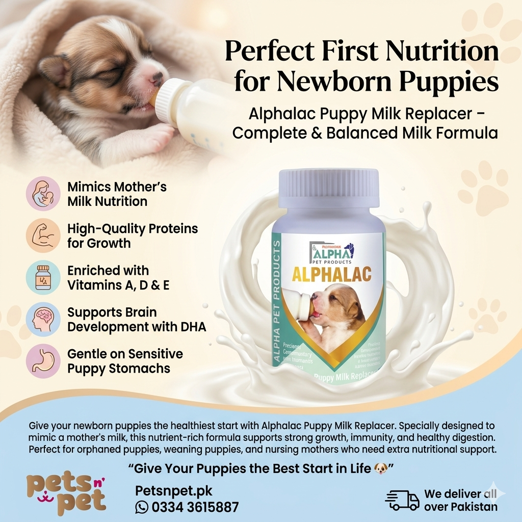 Give your newborn and orphaned puppies the best start in life with Alphalac Puppy Milk Replacer. Specially designed to mimic a mother dog’s milk,