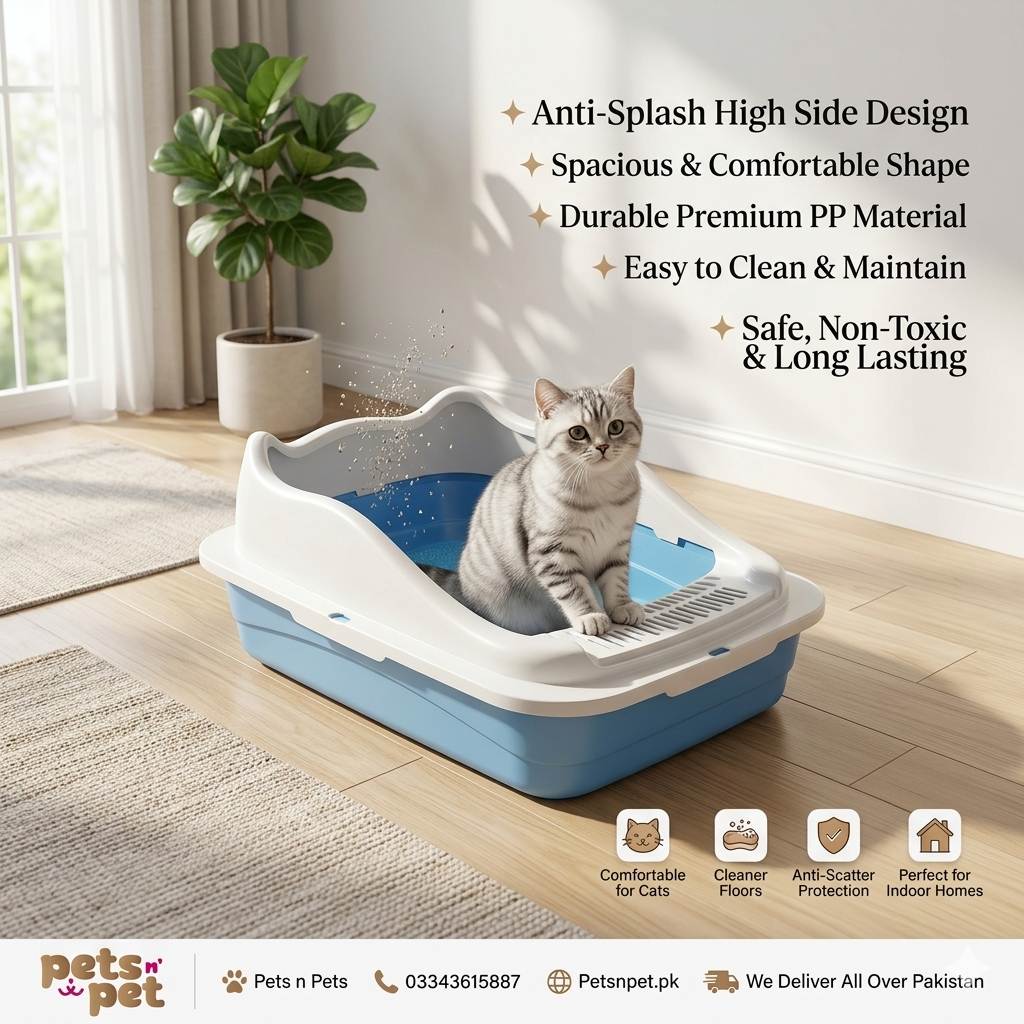 Rectangle Semi-Closed Anti-Splash Cat Litter Box, Size 15x12