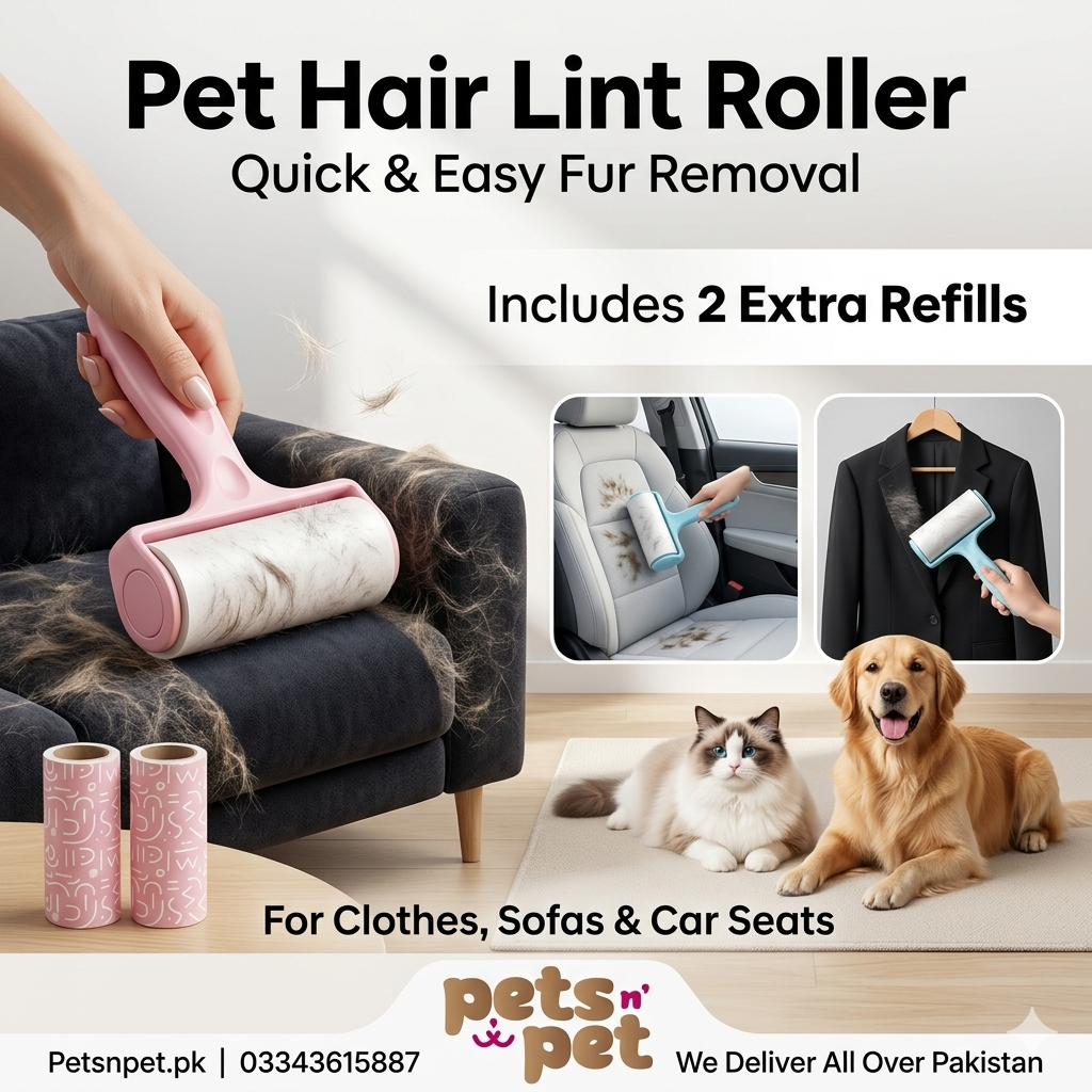 Pet Hair Lint Roller with 2 Extra Sheets – Easy Clean