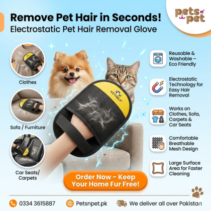 Pet hair removal gloves for cats and dogs, easy to use and effective.