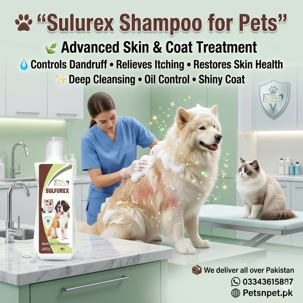 Keep your pet’s skin healthy and their coat glowing with Sulurex Shampoo, a medicated pet shampoo specially formulated to treat skin infections, itching, dandruff,