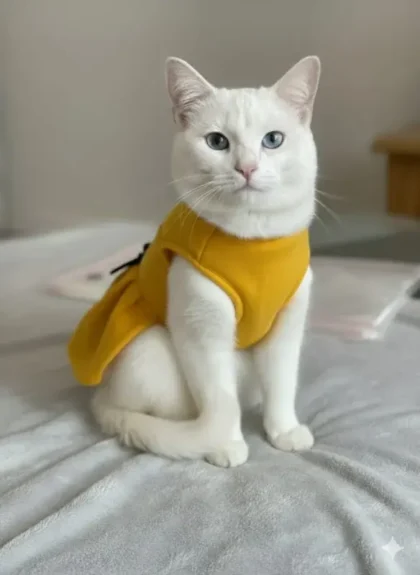 Bright Yellow Cat Dress – Premium Soft Fleece, Elegant Design & All-Season Comfort (S, M, L)