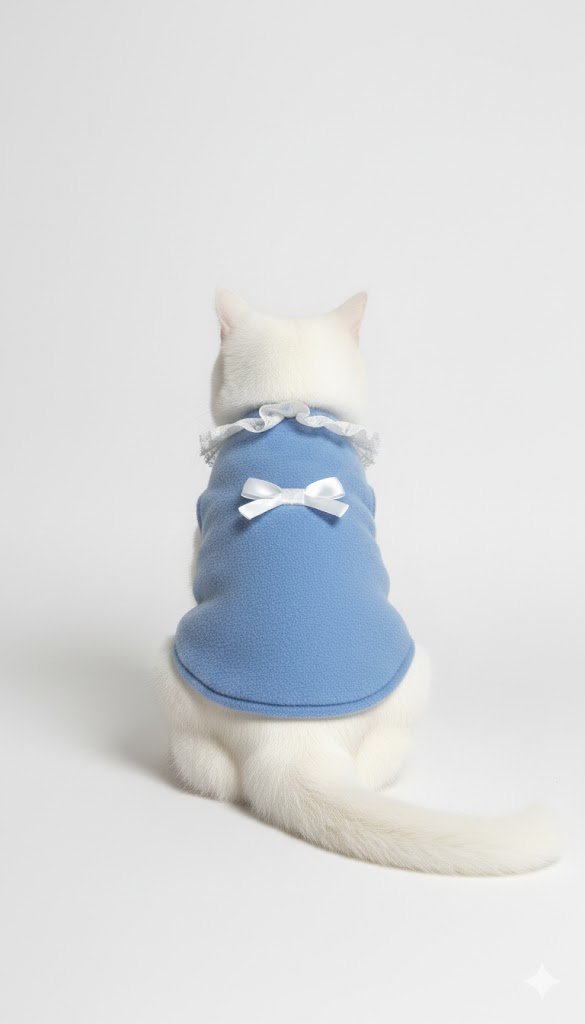 Adorable Blue Bow Cat Dress – Cozy & Stylish Pet Apparel