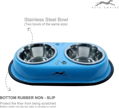 Stainless Steel Pet Feeding Bowl | Double Dinner Bowl for Cats, Dogs & Puppies