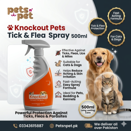 🐾 Knockout Pets Tick & Flea Spray 500ml – Powerful Protection Against Ticks, Fleas & Parasites