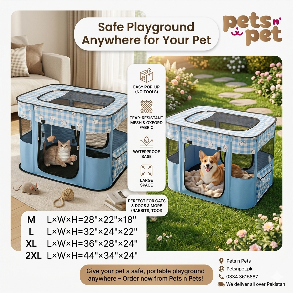 🐾 Portable Foldable Pet Playpen for Dogs & Cats – Indoor & Outdoor Pop-Up Pet Tent, Breathable Mesh, Waterproof Oxford Fabric