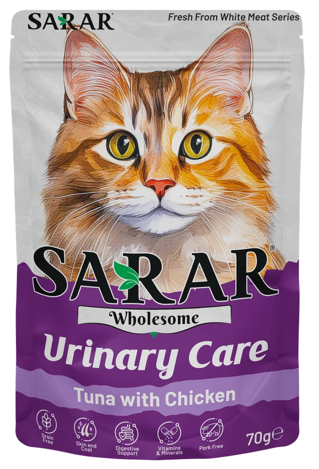 Support your cat's health with Sarar Medicated Jelly Cat Food – Urinary Care & Digestive Care, a specially formulated wet cat food designed to promote a healthy urinary