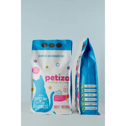 Give your adult cat a delicious and satisfying meal with Petiza Adult Cat Food 1.2kg – Chicken Flavor. This specially prepared cat food offers a tasty chicken flavor that cats love while providing balanced daily nutrition for adult cats. Petiza Adult Cat Food helps support your cat’s everyday energy and active lifestyle. Its carefully selected ingredients provide essential nutrients that help maintain overall health and wellbeing. The tasty chicken flavor makes every meal more enjoyable, even for cats that can be selective about their food. Key Benefits Chicken Flavor: Delicious chicken taste encourages cats to enjoy their meals. For Adult Cats: Suitable for the daily nutritional needs of adult cats. Balanced Nutrition: Provides essential nutrients for everyday health and vitality. Supports Energy: Helps provide nutritional energy for active adult cats. Healthy Daily Diet: Makes a convenient and tasty option for regular feeding. 1.2kg Pack: A practical pack size for regular home use. Why Choose Petiza Adult Cat Food? A healthy diet plays an important role in keeping your cat active and comfortable. Petiza Adult Cat Food combines a delicious chicken flavor with balanced nutrition to make daily feeding simple and enjoyable. Feed the recommended quantity according to your cat’s age, weight, activity level, and individual nutritional needs. Whether you have an indoor cat or an active adult cat, Petiza provides a convenient everyday meal that your feline companion can enjoy. Product: Petiza Adult Cat Food Flavor: Chicken Suitable For: Adult Cats Weight: 1.2kg Order Petiza Adult Cat Food 1.2kg Chicken Flavor online from Petsnpet.pk and provide your cat with a tasty meal for everyday feeding.