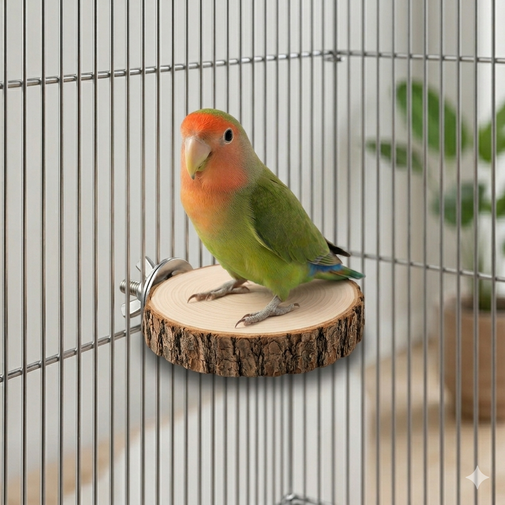 2 Pcs Natural Wood Rest Platform for Birds – Small Parrot Perch Stand (3" - 3.5" Diameter) - Image 2