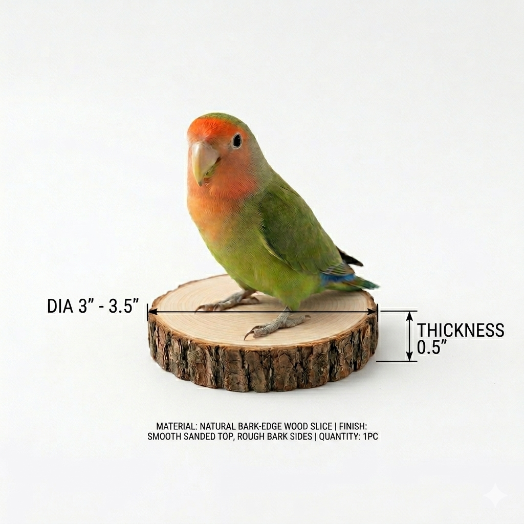 2 Pcs Natural Wood Rest Platform for Birds – Small Parrot Perch Stand (3" - 3.5" Diameter) - Image 3