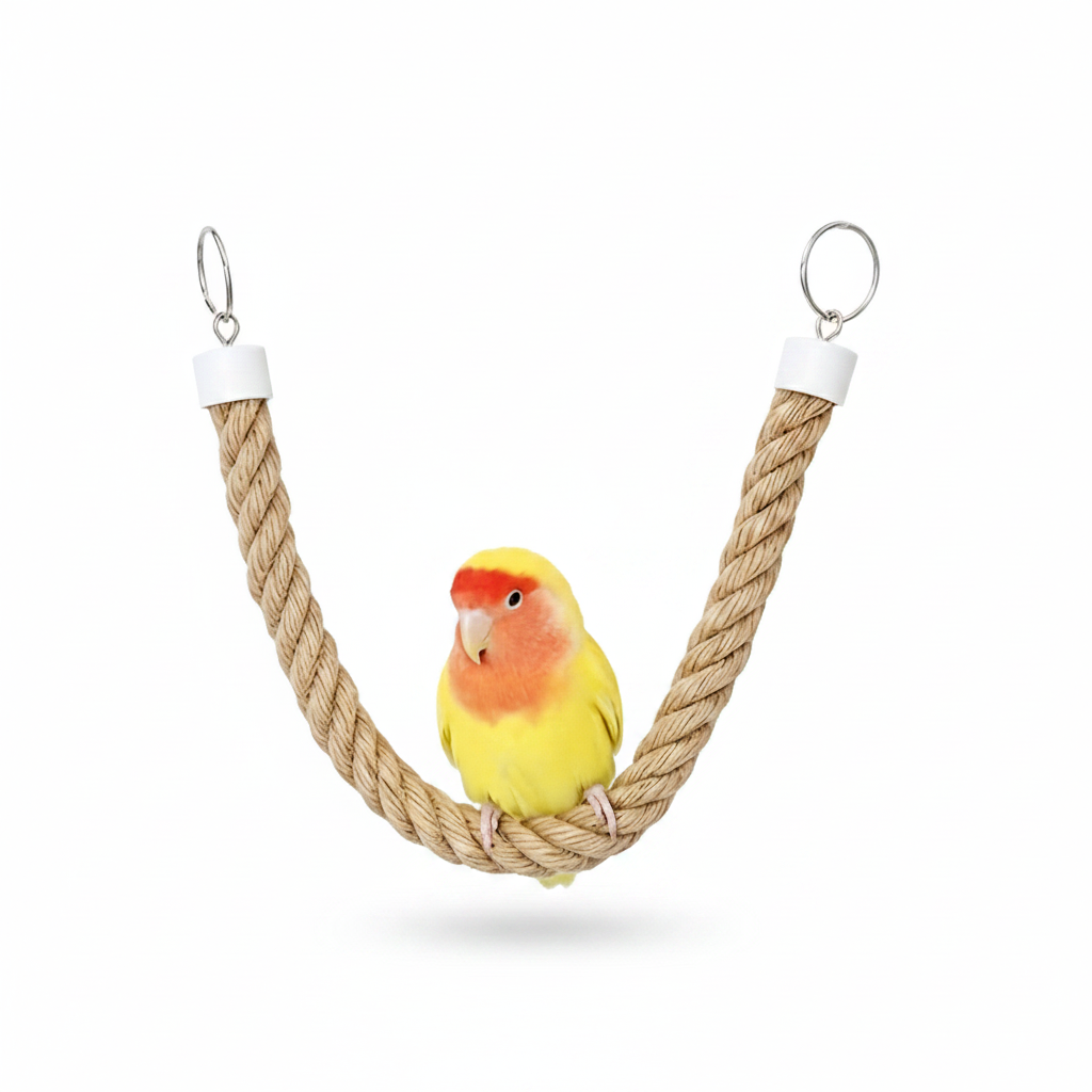 Natural Remp Rope Bird Toy – Flexible Perch & Swing for Parrots & Lovebirds (1ft, 1.5ft, 2ft)