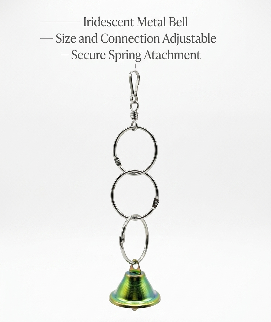 Pack of 2 Interactive Hanging Metal Ring Toy with Bell for Budgies & Parrots - Image 3