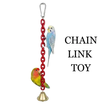 Pack of 2 Interactive Chain-Link Toy with Bell for Budgies & Small Parrots