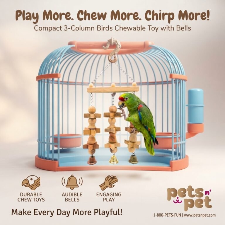 Compact 3-Column Birds Chewable Toy with Bells