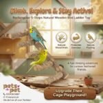 Rectangular 5-Steps Natural Wooden Bird Ladder Toy