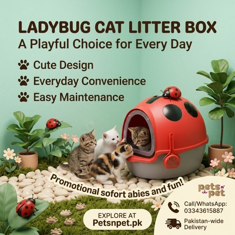Ladybug Cat Litter Box – Cute & Practical Toilet Tray for Cats